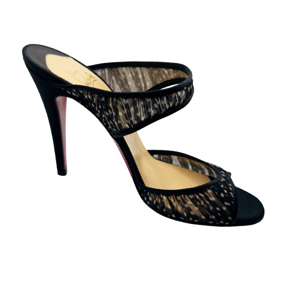 Christian Louboutin Miss Chief Mules Black/White Polkadot Crepe Satin/Chiffon 39 - Picture 3 of 12